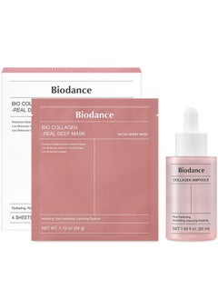 BIODANCE Collagen Duo: Bio-Collagen Real Deep Mask and Collagen Ampoule,Low Particle Hydrogel and Bio-Collagen Night Mask for Deep Moisturizing,Tightening and Clearing Pores | Sensitive,Mix,Dry