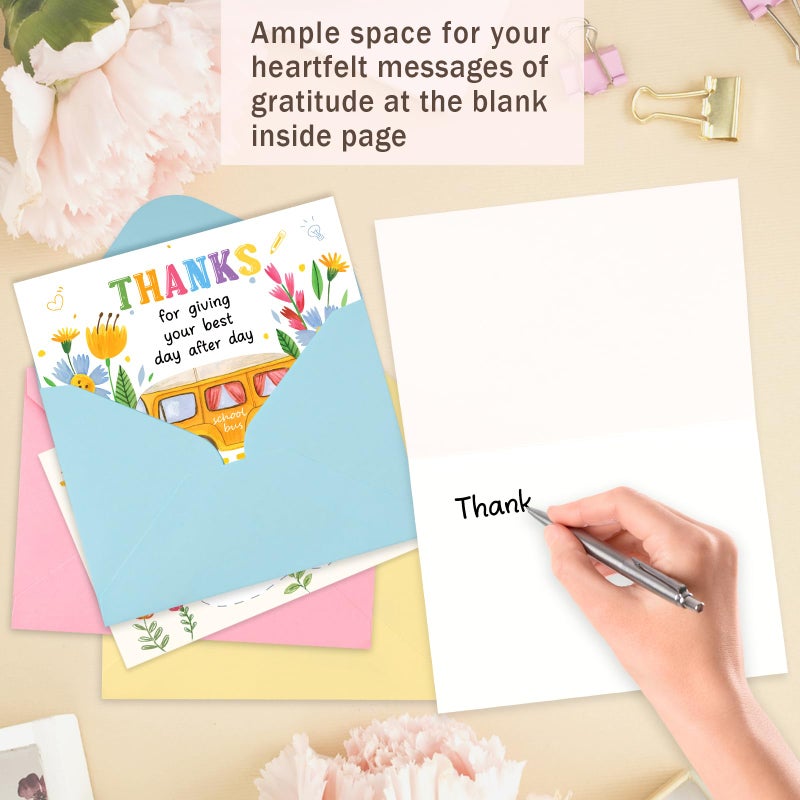GRADESIN 24 Pack Teacher Appreciation Cards Bulk with Envelopes - 300GSM Thick and Blank Teacher Thank You Cards for Teacher Appreciation Week Best Teacher of the Year Teachers Day - Image 4