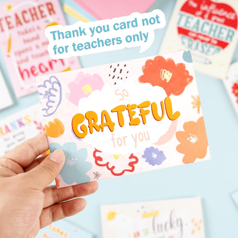 GRADESIN 24 Pack Teacher Appreciation Cards Bulk with Envelopes - 300GSM Thick and Blank Teacher Thank You Cards for Teacher Appreciation Week Best Teacher of the Year Teachers Day - Image 2