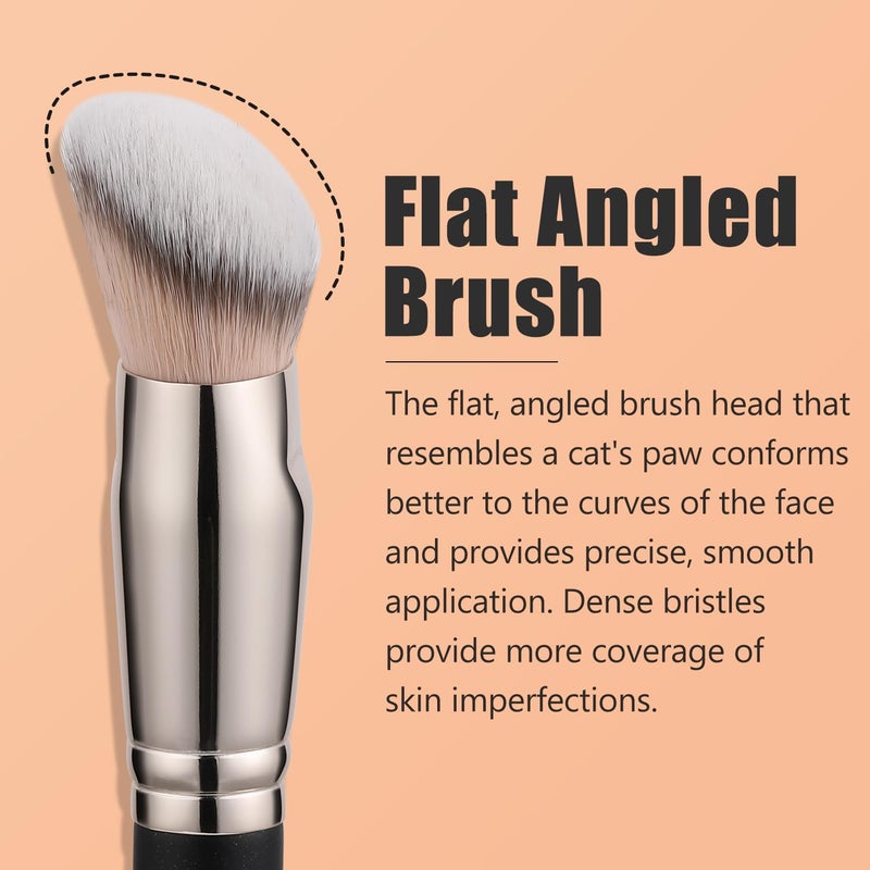 TEOYALL Flat Angled Foundation Brush, Large Dense Synthetic Bristles Kabuki Brush for Base Makeup with Liquid Cream Powder - Image 2
