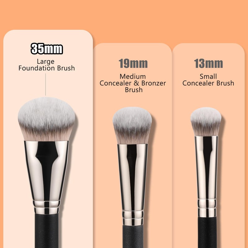 TEOYALL Flat Angled Foundation Brush, Large Dense Synthetic Bristles Kabuki Brush for Base Makeup with Liquid Cream Powder - Image 3