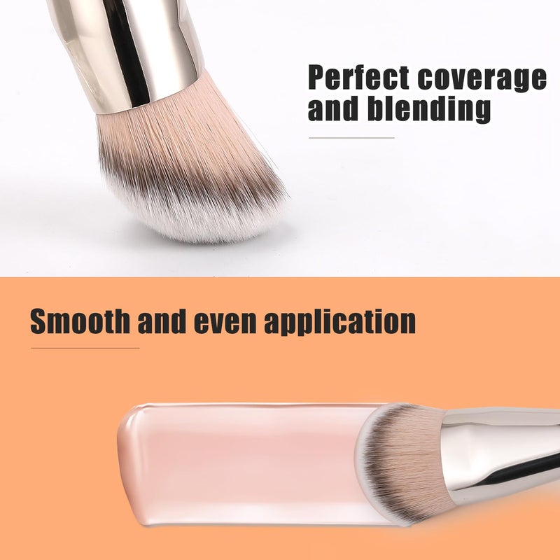 TEOYALL Flat Angled Foundation Brush, Large Dense Synthetic Bristles Kabuki Brush for Base Makeup with Liquid Cream Powder - Image 4
