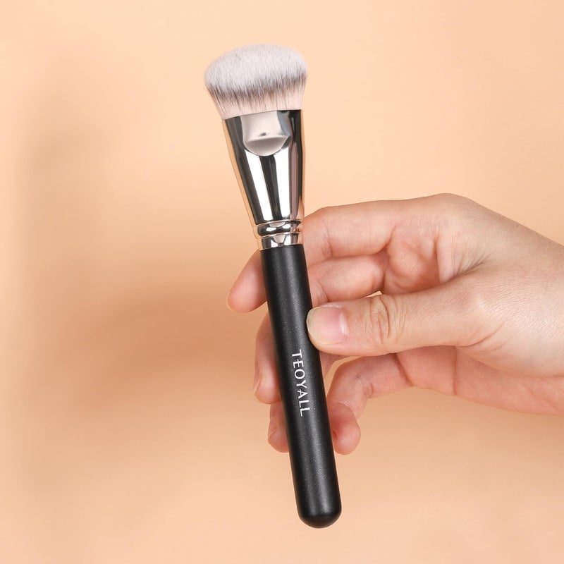 TEOYALL Flat Angled Foundation Brush, Large Dense Synthetic Bristles Kabuki Brush for Base Makeup with Liquid Cream Powder - Image 5