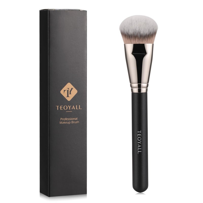 TEOYALL Flat Angled Foundation Brush, Large Dense Synthetic Bristles Kabuki Brush for Base Makeup with Liquid Cream Powder - Image 1