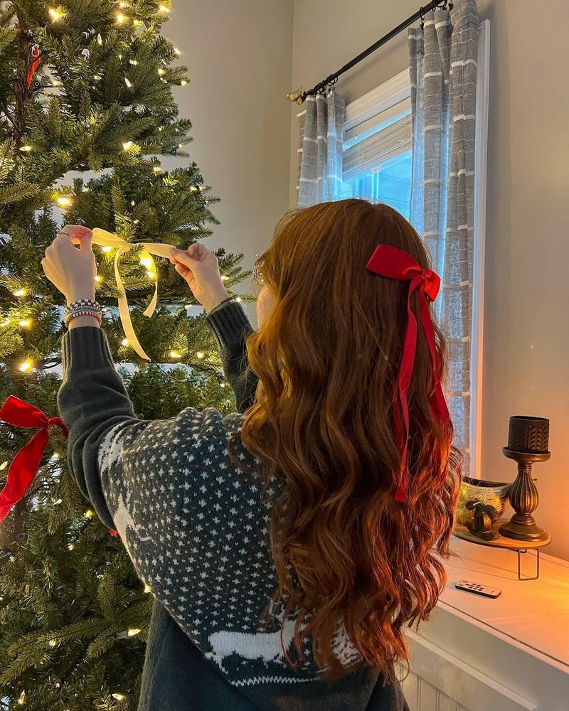 Ayesha Red Hair Bows Clips Coquette Ribbon Bowknot with Long Tail Princess Hair Bows French Barrettes Hair Accessories for Women Girls 4pcs (red) - Image 4