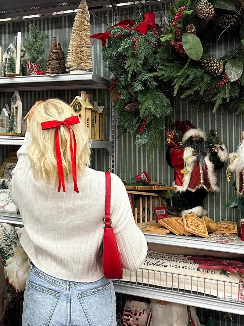 Ayesha Red Hair Bows Clips Coquette Ribbon Bowknot with Long Tail Princess Hair Bows French Barrettes Hair Accessories for Women Girls 4pcs (red) - Image 2