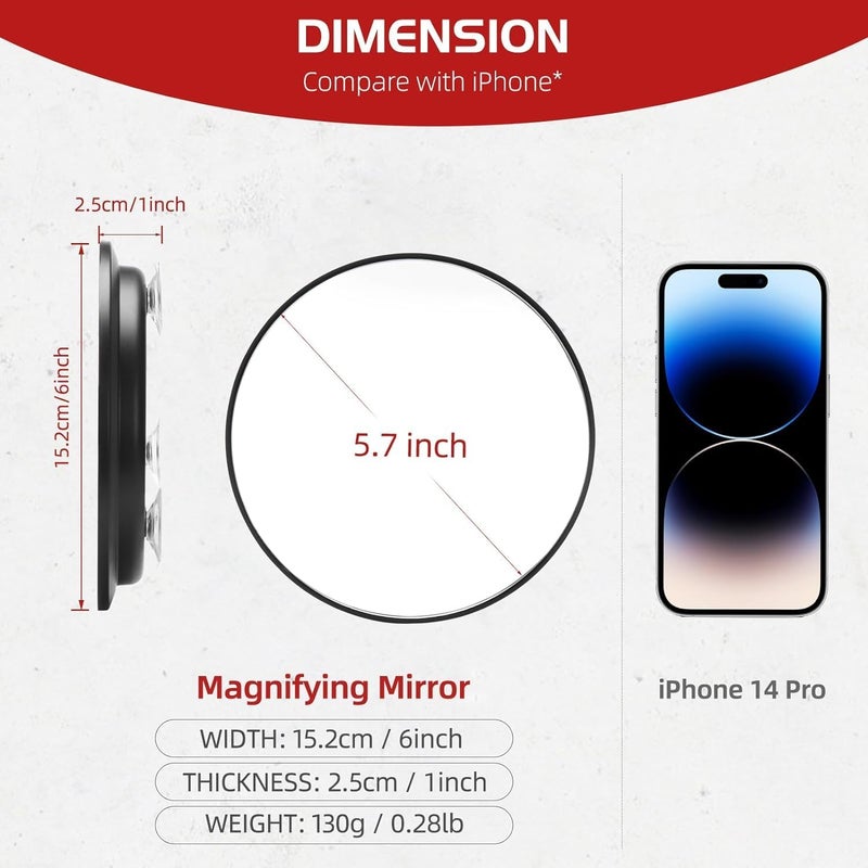 DARDRIS 10X Magnifying Mirror with 3 Suction Cups Makeup Mirror with 10X Magnification Magnified Makeup Mirror Portable Handheld Cosmetic Mirror for Travel Makeup - Image 2