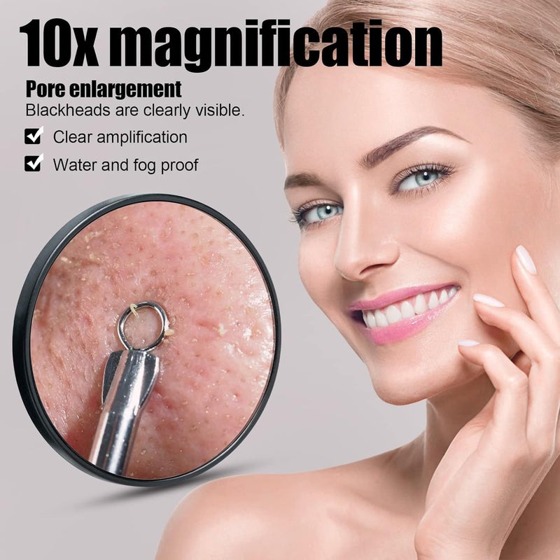 DARDRIS 10X Magnifying Mirror with 3 Suction Cups Makeup Mirror with 10X Magnification Magnified Makeup Mirror Portable Handheld Cosmetic Mirror for Travel Makeup - Image 3