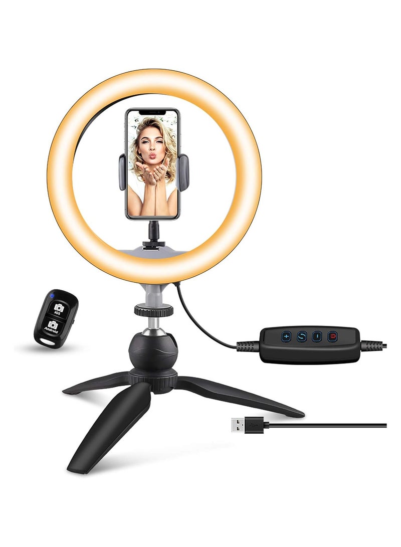 10" LED Ring Light with Tripod Stand & Phone Holder – 3 Light Modes, 11 Brightness Levels - Image 1