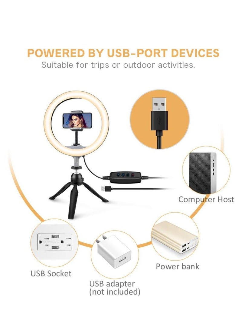 10" LED Ring Light with Tripod Stand & Phone Holder – 3 Light Modes, 11 Brightness Levels - Image 2