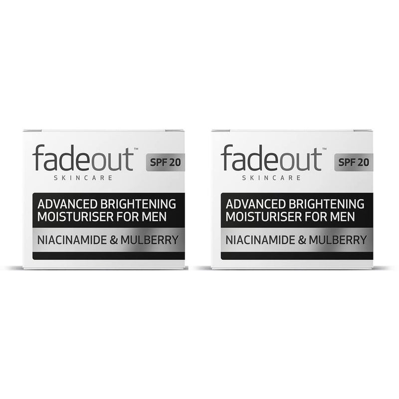 Fade Out Advanced Brightening Moisturiser Cream For Men Exfoliating Daily Moisturiser With Spf20 With Niacinamide  Mulberry 2 X 50Ml - Image 1