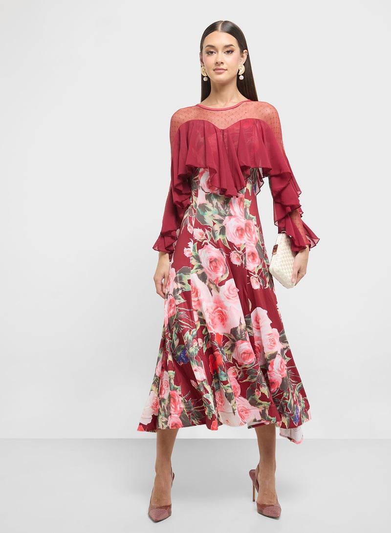 ELLA Floral Ruffle Midi Dress  - Image 4