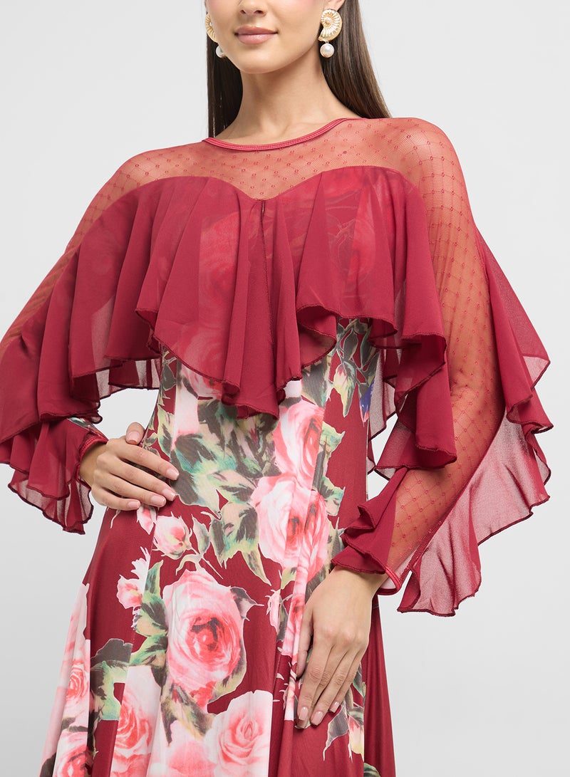 ELLA Floral Ruffle Midi Dress  - Image 3