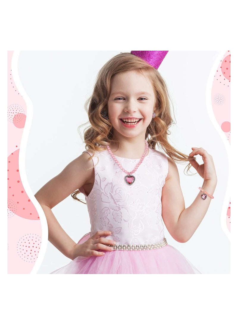 Kids Princess Jewelry Set, 30 Pcs Necklace, Bracelet, Rings, and Earrings, Dress-Up Costume Accessories for Pretend Play and Party Favors - Image 5