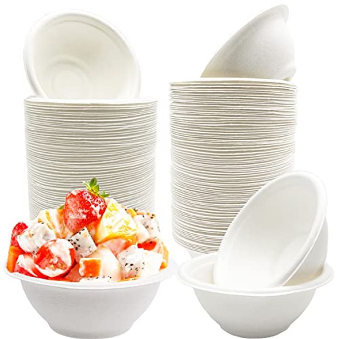 100 PACK WHITE DISPOSABLE PAPER BOWLS 8OZ NATURAL COMPOSTABLE ECOFRIENDLY PAPER BIODEGRADABLE BOWLS FOR PARTY SALAD DESSERT
