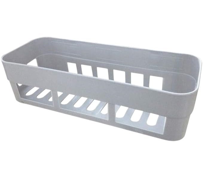 Plastic Self Adhesive Bathroom Shelf, Bathroom Organizer Shelf, Wall Mount Bathroom Accessories, Multipurpose Wall Holder Bathroom Storage Rack Box (Pack of 1) (Grey, 31 * 13 * 7cm)