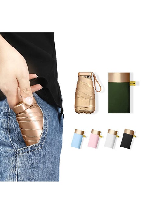 Mini Pocket Umbrella, Folding Umbrellas Compact Travel Umbrella Light Design, Waterproof and UV Proof, Portable, Can be Put in a Personal