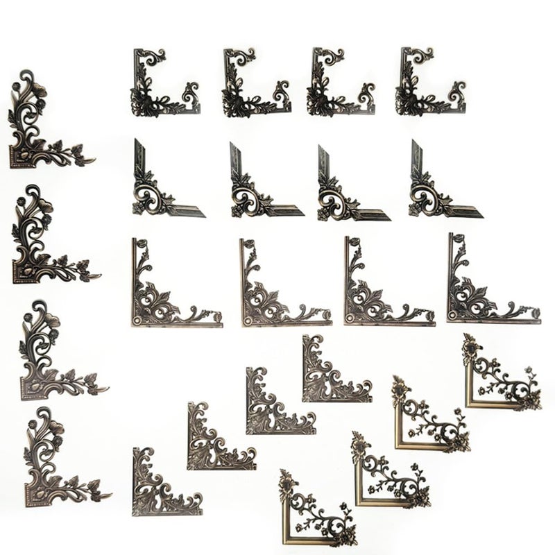 Koolemon 24Pieces Vintage Frame Corner Stickers, Scrapbook Decorative Paper Stickers, Retro Photo Border Sticker for DIY Journal Album Scrapbooking Diary Embellishment (Bronze) - Image 1