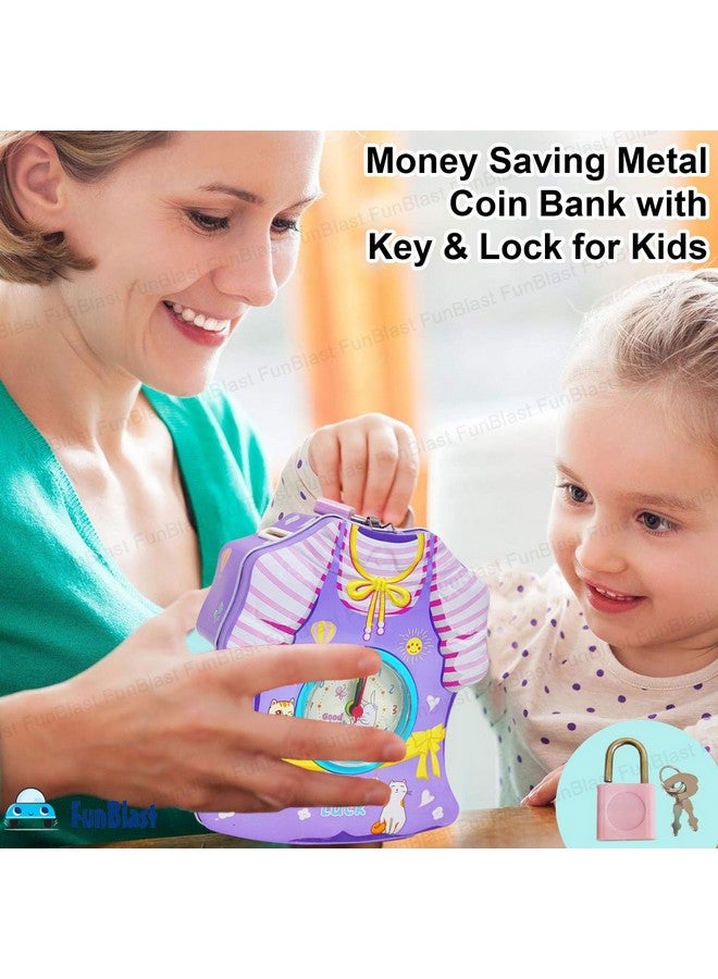 FunBlast Piggy Bank for Kids - 2 in 1 Alarm Clock Piggy Bank for Girls, Dress Design Coin Box for Kids, Girls with Lock & Key, Money Bank for Kids, Return Gift for Children - Image 5