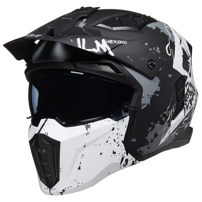 ILM Open Face Motorcycle 34 Half Helmet for Men and Women Vintage Retro Helmet with Visor for Moped ATV Cruiser Scooter DOT Model Z302Matte SkullLarge - Image 2