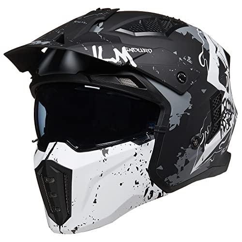 ILM Open Face Motorcycle 34 Half Helmet for Men and Women Vintage Retro Helmet with Visor for Moped ATV Cruiser Scooter DOT Model Z302Matte SkullLarge - Image 1