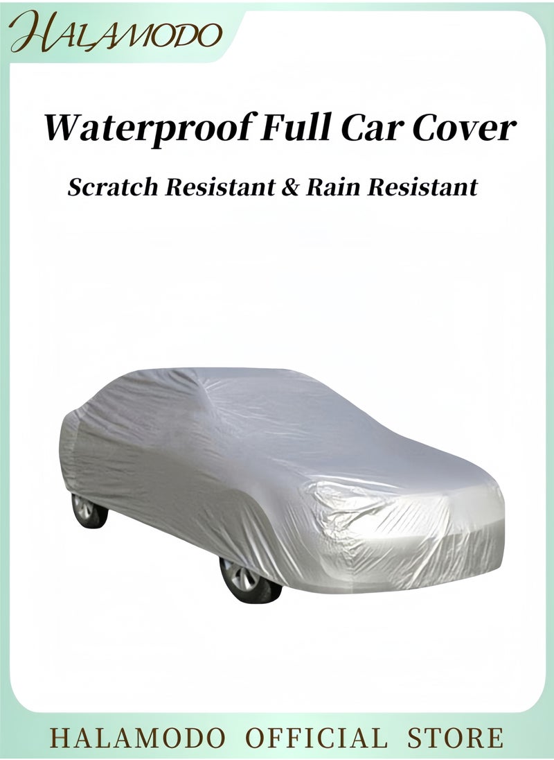 HALAMODO Waterproof Full Car Cover Outdoor Waterproof Scratch Rain Snow Heat Resistant Car Cover Universal Automotive Dust Cover Single Layer Auto Cover for UV Resistant Protection  - Image 1