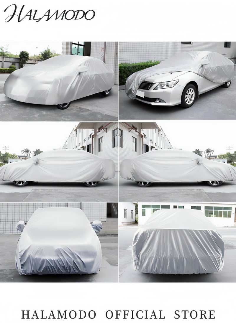 HALAMODO Waterproof Full Car Cover Outdoor Waterproof Scratch Rain Snow Heat Resistant Car Cover Universal Automotive Dust Cover Single Layer Auto Cover for UV Resistant Protection  - Image 4