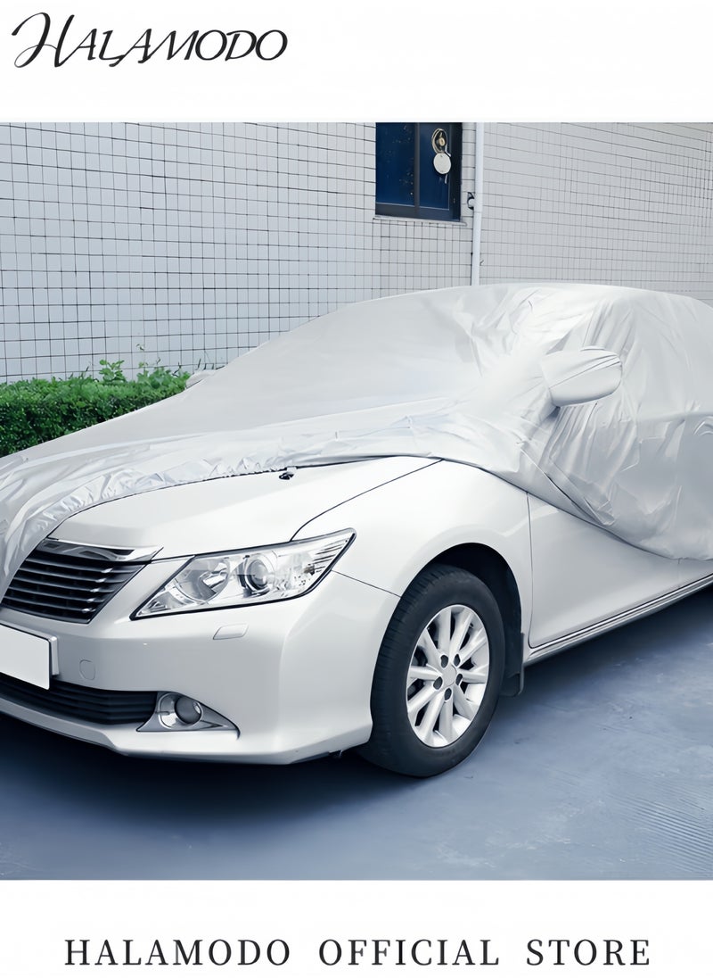HALAMODO Waterproof Full Car Cover Outdoor Waterproof Scratch Rain Snow Heat Resistant Car Cover Universal Automotive Dust Cover Single Layer Auto Cover for UV Resistant Protection  - Image 3