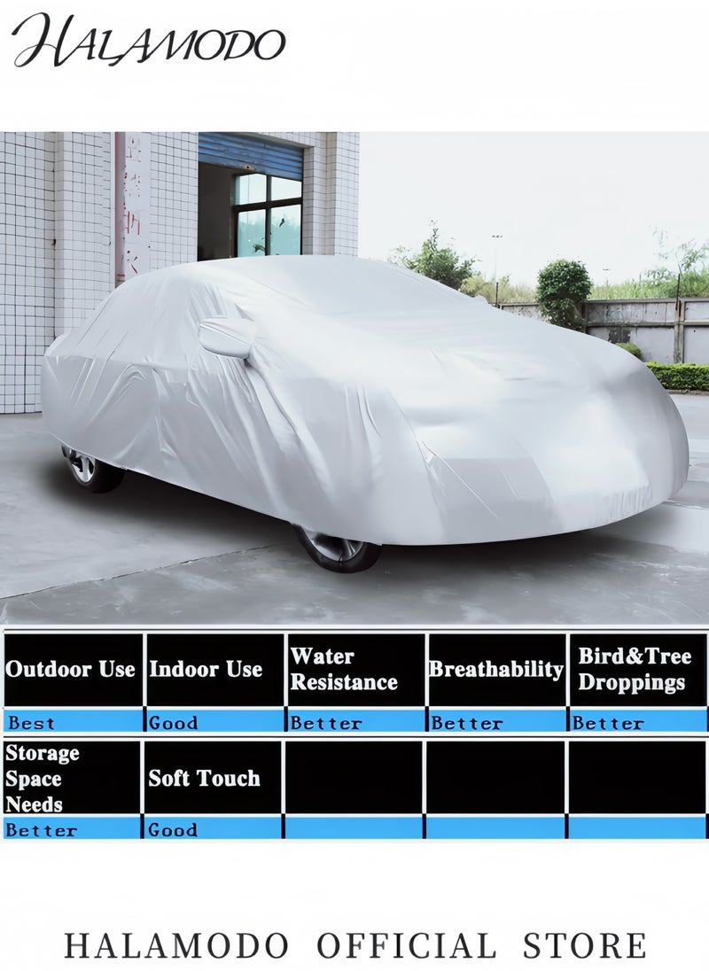 HALAMODO Waterproof Full Car Cover Outdoor Waterproof Scratch Rain Snow Heat Resistant Car Cover Universal Automotive Dust Cover Single Layer Auto Cover for UV Resistant Protection  - Image 5