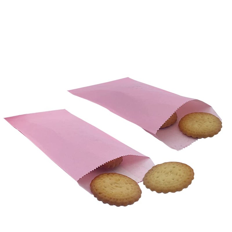 Amsthow Glassine Bags 3.15 x 5.12-inch Paper Treat Pink Cookie Small Wax Greaseproof Bakery Flat Pastry Bags for Cake Slices Candy Chocolate Pastries Snacks100Pcs - Image 4