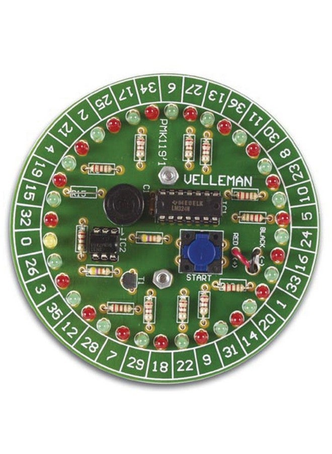 Velleman MK119-VP Roulette Kit, 37 LEDs, Requires 3 AA Batteries, 3.6" x 1.3" Size