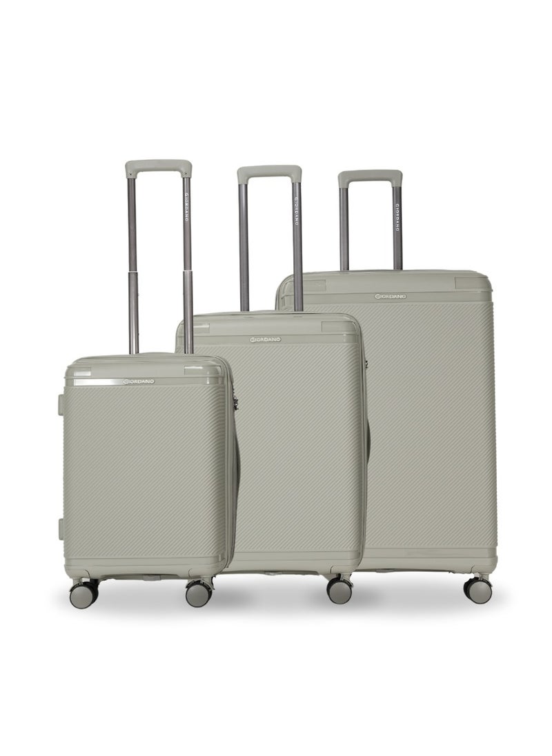 GIORDANO Giordano League Luggage Set PP Hardshell Travel Business Suitcase, Durable Hardside Unbreakable Lightweight Expandable Anti-theft Zip 4 Double Wheel TSA Lock 3pcs Trolley (20+24+28 Inch).Champagne  - Image 1