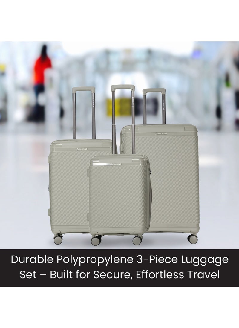 GIORDANO Giordano League Luggage Set PP Hardshell Travel Business Suitcase, Durable Hardside Unbreakable Lightweight Expandable Anti-theft Zip 4 Double Wheel TSA Lock 3pcs Trolley (20+24+28 Inch).Champagne  - Image 2