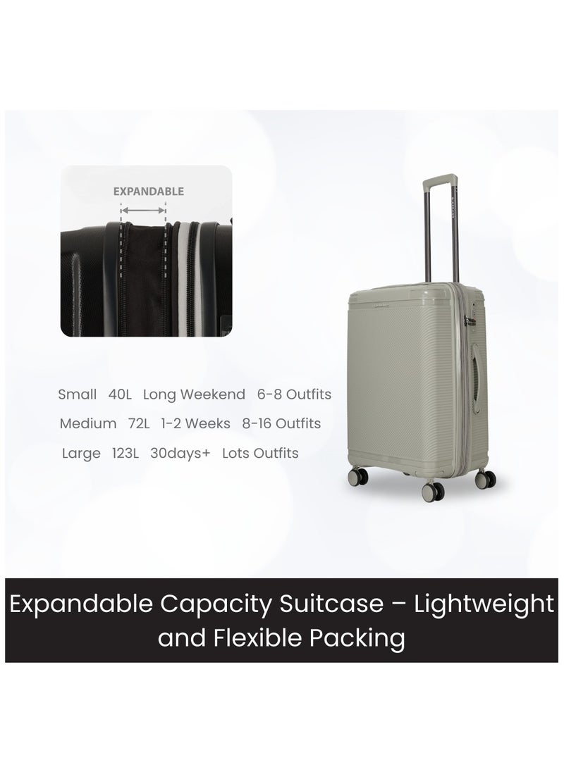 GIORDANO Giordano League Luggage Set PP Hardshell Travel Business Suitcase, Durable Hardside Unbreakable Lightweight Expandable Anti-theft Zip 4 Double Wheel TSA Lock 3pcs Trolley (20+24+28 Inch).Champagne  - Image 3