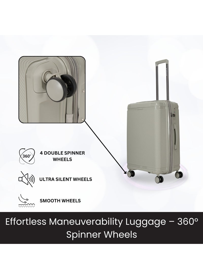 GIORDANO Giordano League Luggage Set PP Hardshell Travel Business Suitcase, Durable Hardside Unbreakable Lightweight Expandable Anti-theft Zip 4 Double Wheel TSA Lock 3pcs Trolley (20+24+28 Inch).Champagne  - Image 4