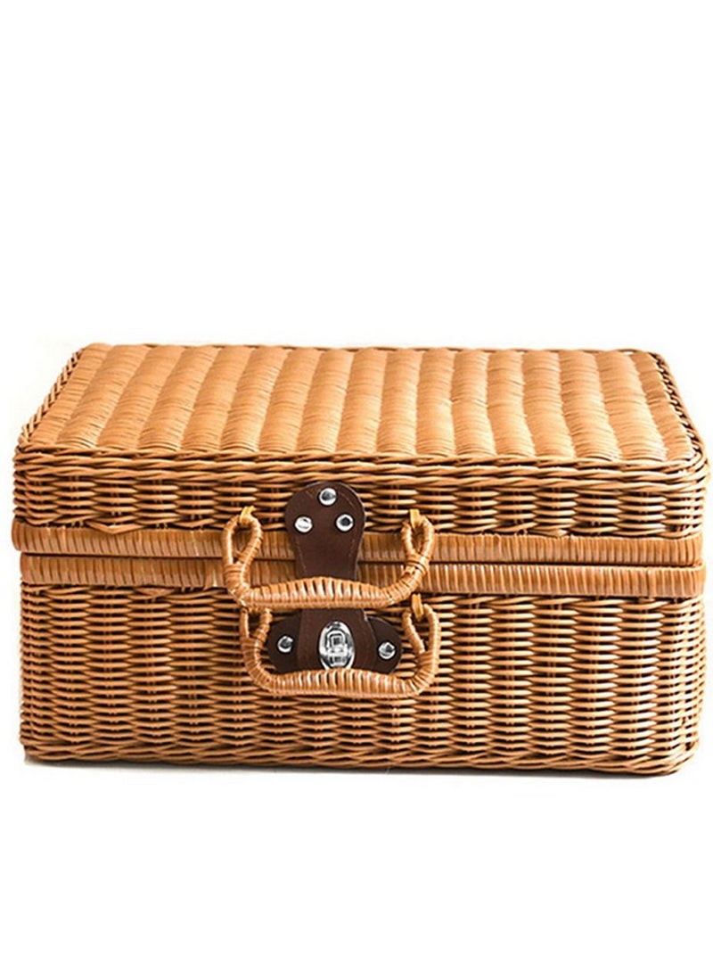 Handwoven Rattan Suitcase Home Retro Storage Box - Image 1