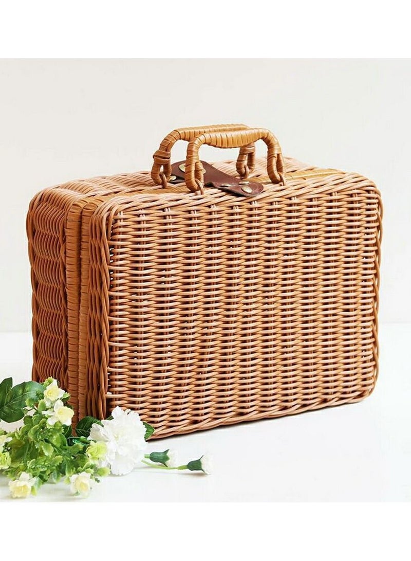 Handwoven Rattan Suitcase Home Retro Storage Box - Image 2