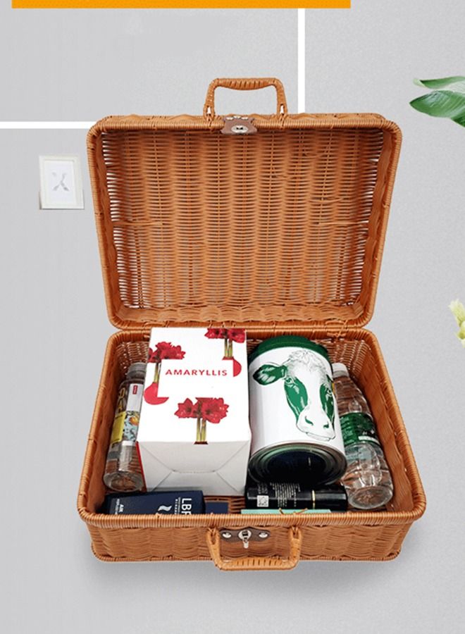 Handwoven Rattan Suitcase Home Retro Storage Box - Image 3