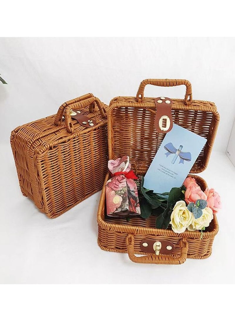 Handwoven Rattan Suitcase Home Retro Storage Box - Image 4