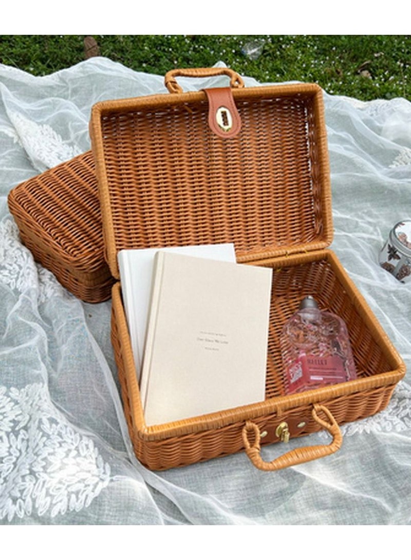 Handwoven Rattan Suitcase Home Retro Storage Box - Image 5