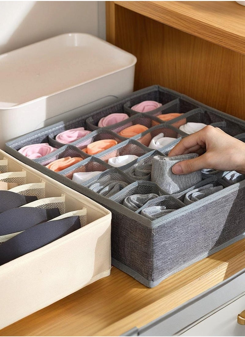 Storage Box Set – 6 Pack Foldable Fabric Drawer Organizers for Closet, Socks, Underwear, Baby Clothes – Grey