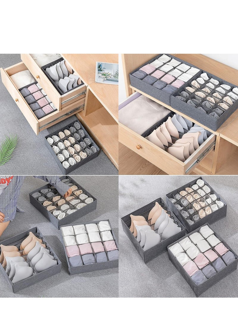 Storage Box Set – 6 Pack Foldable Fabric Drawer Organizers for Closet, Socks, Underwear, Baby Clothes – Grey