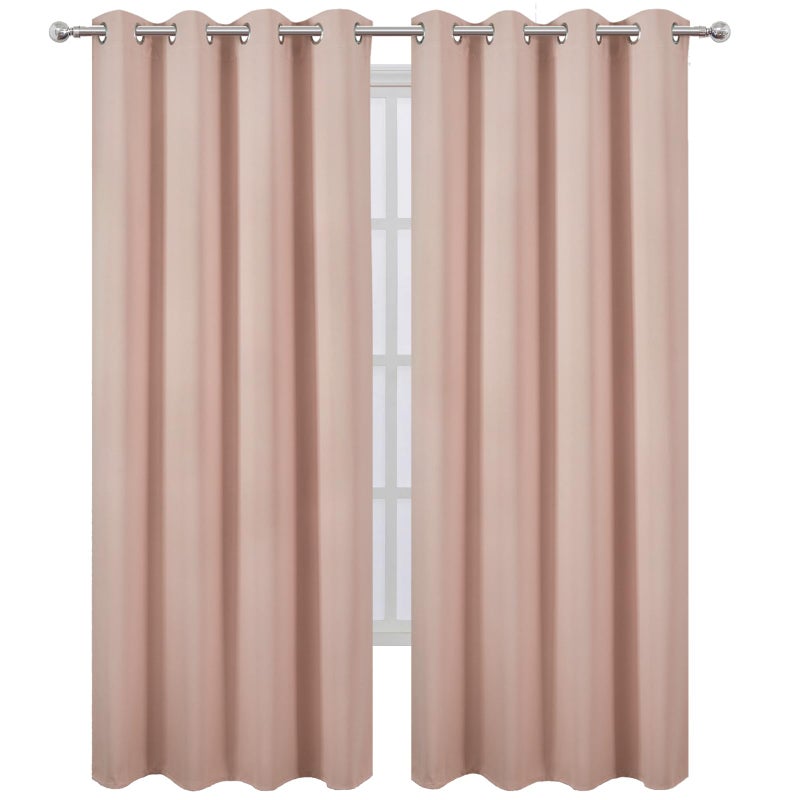 LEMOMO Blackout Curtains 52 x 84 inches Long Blush Curtains Set of 2 Panels Thermal Insulated Room Darkening Curtains for Bedroom - Image 2