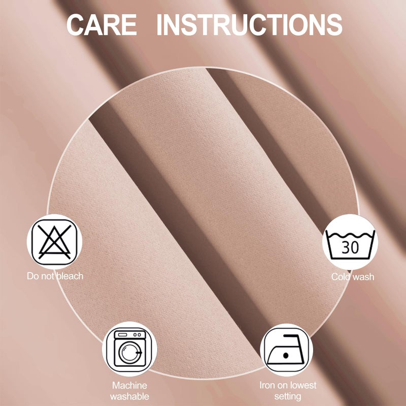 LEMOMO Blackout Curtains 52 x 84 inches Long Blush Curtains Set of 2 Panels Thermal Insulated Room Darkening Curtains for Bedroom - Image 4