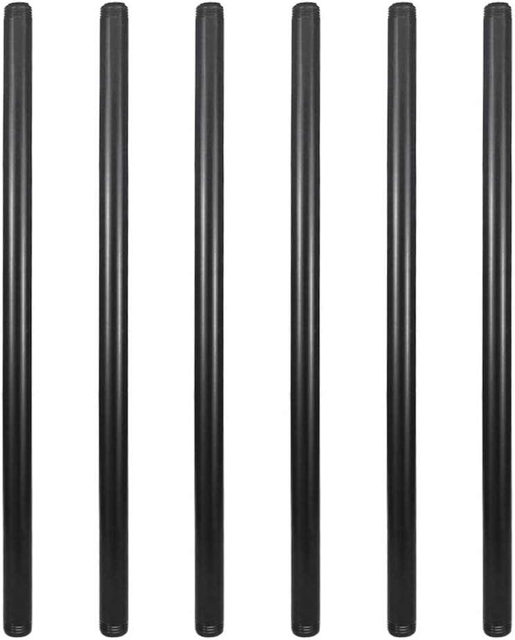 GeilSpace عبوة 6 قطع من أنابيب الحديد الأسود مسبقة القطع 1/2" × 20"، تناسب الأنابيب والمرفقات ذات الخيوط السوداء القياسية - رفوف صناعية عتيقة (1/2" × 20") - Image 1
