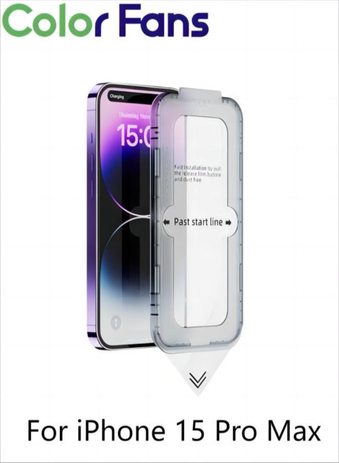 كولور فانس واقي شاشة iPhone 15 Pro Max (تركيب خالٍ من الغبار لعام 2023) تغطية كاملة لطبقة من الزجاج المقسى صلابة 9H خالية من الفقاعات - Image 1