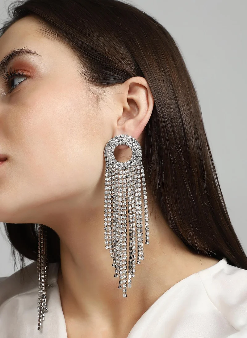 SOHI SOHI Women's The Circular-Bling Drop Earrings For Party Wear | Crystal  Colour | Alloy Material | Push Back Closure | Artificial Stone Earrings | Drop Earrings For Women & Girls