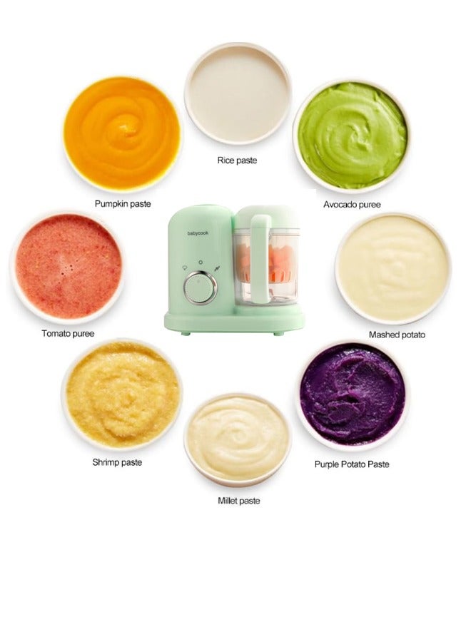 2-in-1 Baby Food Maker,Baby Food Blender Electric Steamer Food Supplement Cooking Mixing Mini Food Grinder Cooking，Green