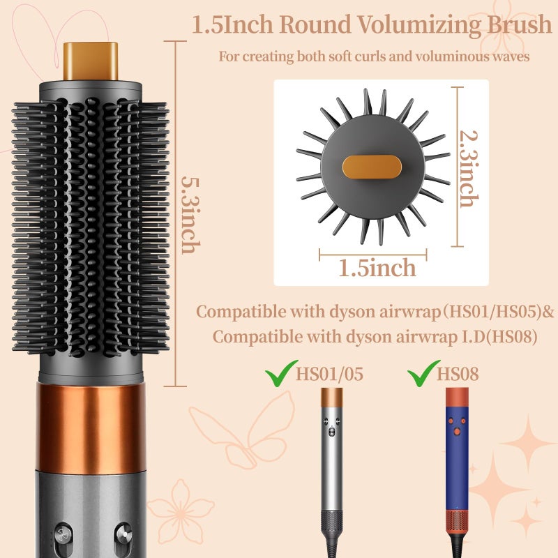 ZEPHBLOW Upgraded Round Volumizing Brush for Dyson Airwrap, Round Brush Attachment Compatible with Airwrap HS01/05/08, Flexible Bristles for Root Lift Volume Frizz Control Styling Volumizing - Image 2