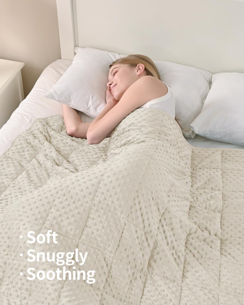 Mr. Sandman بطانية مرزم النوم الموزونة للبالغين، مقاس كوين، وزنها 15 رطل، ناعمة ومريحة للنوم، قابلة للغسيل في الغسالة، مقاس 60 × 80 بوصة، بلون عاجي - Image 4